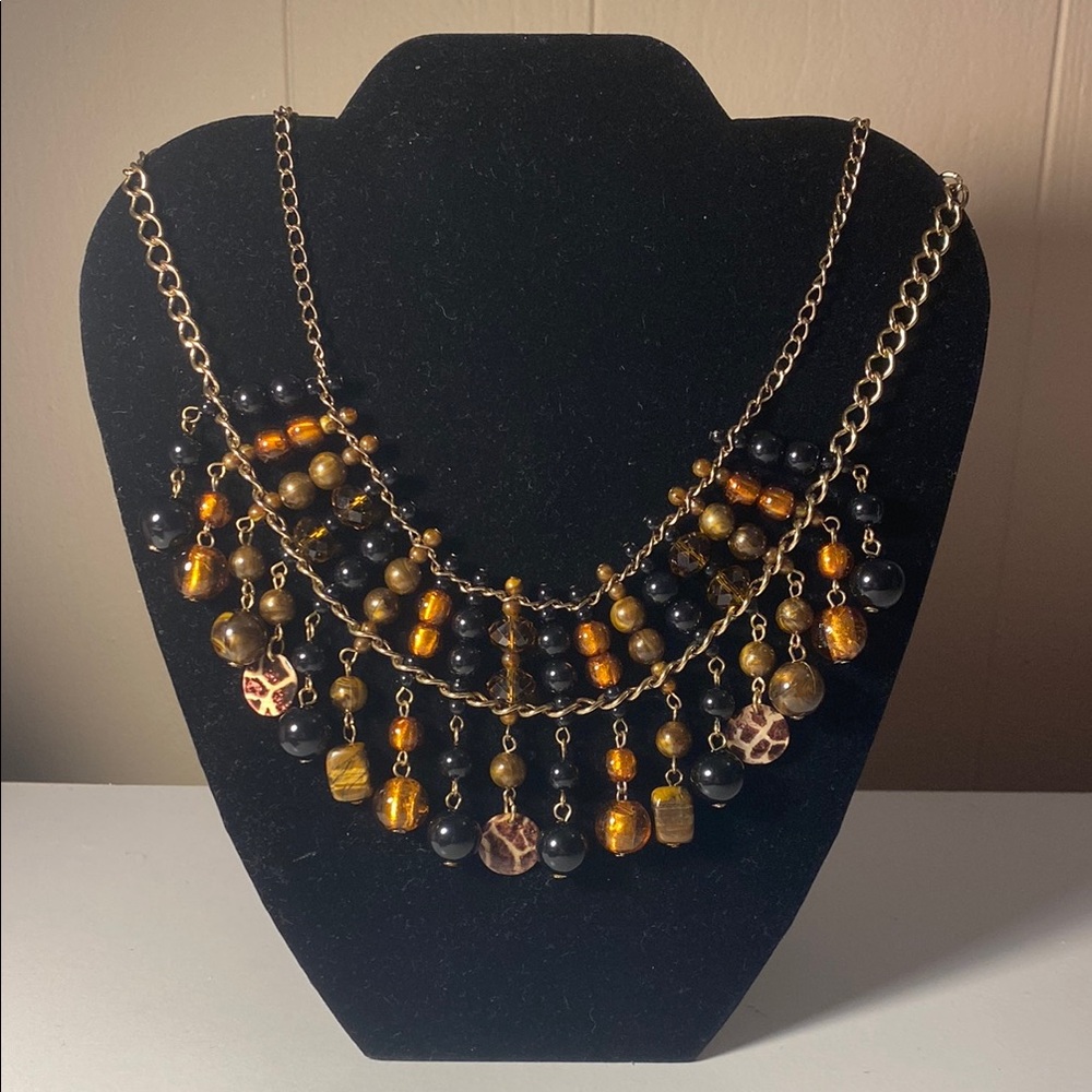 Elegant Black and Brown Beaded Necklace